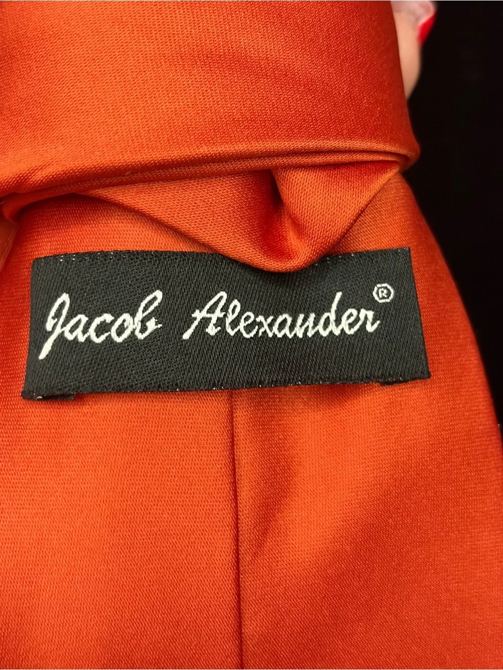 Orange Satin Necklace Tie  with Crown Brooch